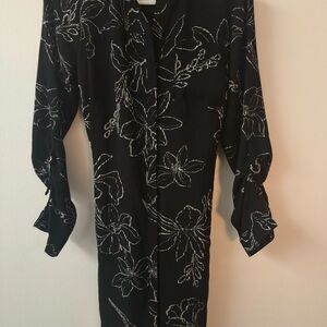 Apt. 9 Black and White Floral Long Sleeve Dress